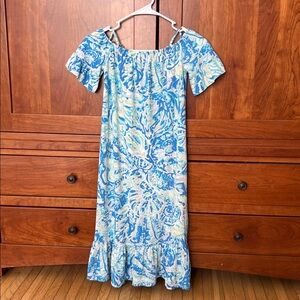 Lilly Pulitzer Girls Dress M 6-7 Long Clarey Maxi Bennet Blue Salty Seas